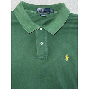 Vintage Ralph Lauren Mens Hunter Green Polo Shirt‎ Size XL Thick Not Lightweight